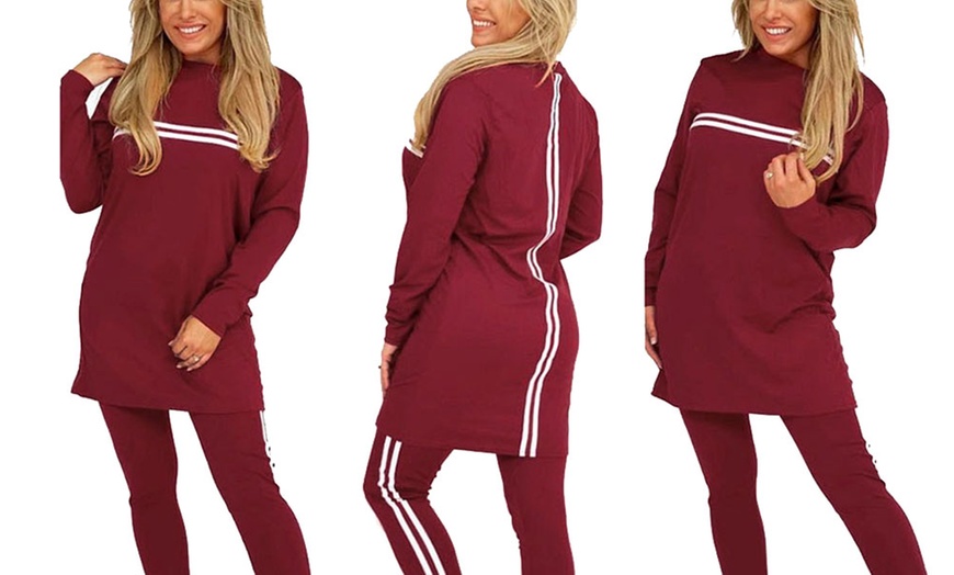 Image 13: Two-Piece Stripe Detail Loungewear Set