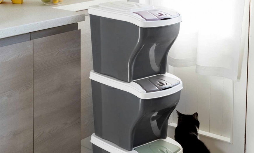 Image 4: Three 20L Stackable Waste-Recycling Bins