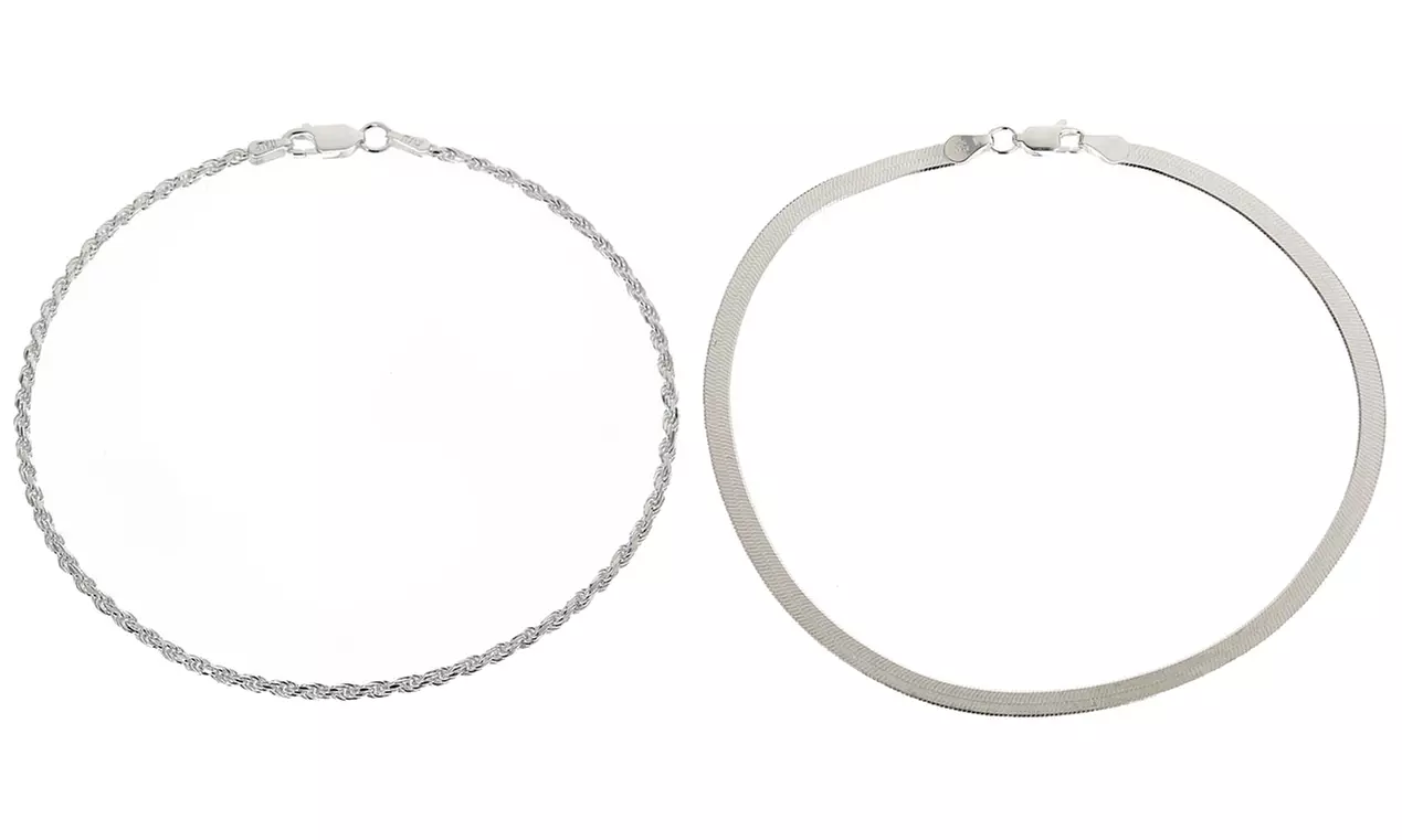 Italian Sterling Silver Anklets - Primary Image