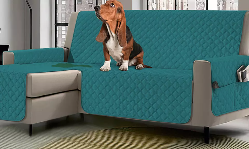 Copridivano con penisola impermeabile con tasche porta oggetti