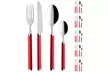 Juego de 24 cubiertos de acero inoxidable con mangos ergonómicos de ABS en color rojo - Second Medium