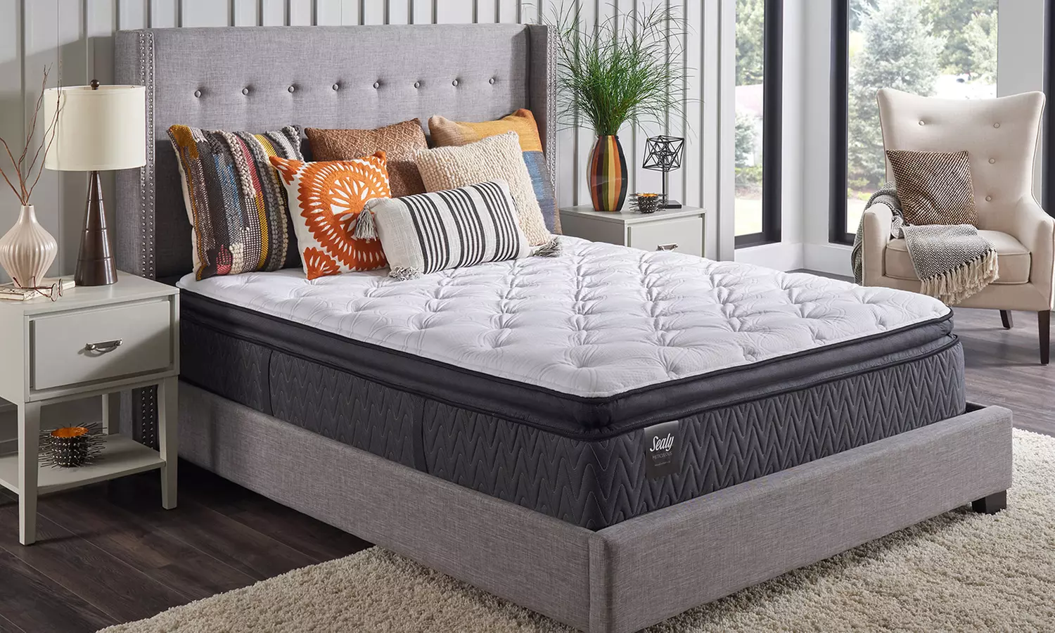 Sealy Titanium 14" Plush Pillowtop Mattress Set. Free White Glove Delivery. - Primary Image