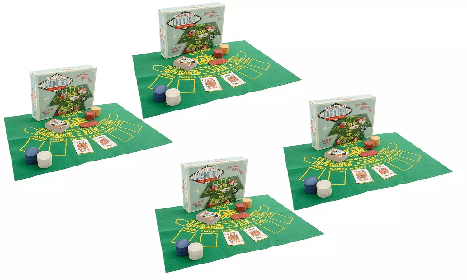 One, Two or Four Poker and Blackjack Casino Sets - Second Medium