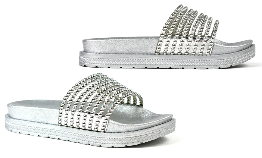 Image 4: Women's Dual Platform Beaded Sliders