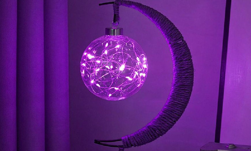 Image 17: LED Half-Moon Rattan Ball Lamp