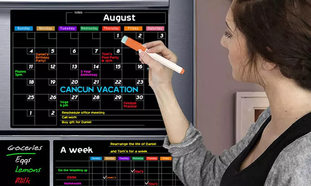 Set di tre lavagne magnetiche per calendario