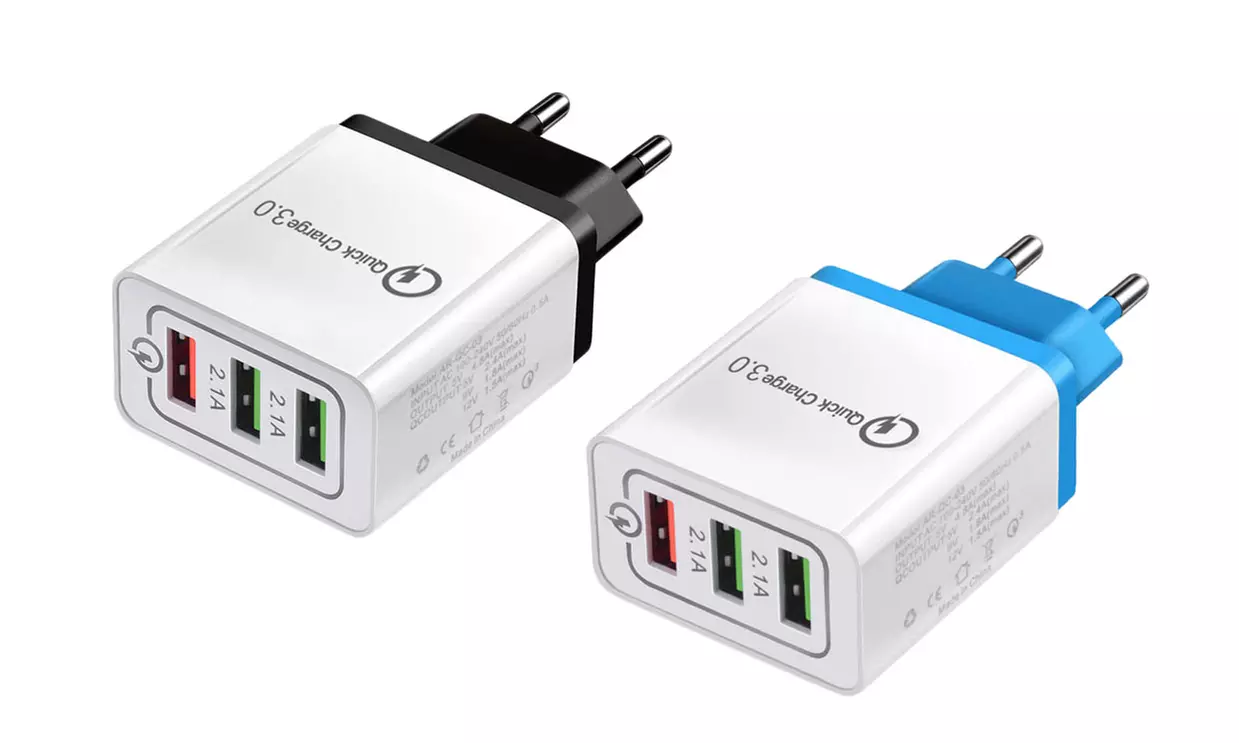 1x oder 2x USB-Schnell-Ladegerät mit 3 USB-Ports