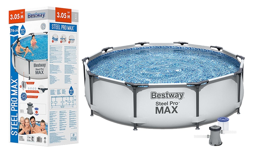 Image 1: Bestway Steel Pro Max 3.05m x 76cm Round Swimming Pool Set