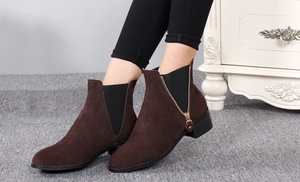 Black Friday Women's Merino Wool-Lined Suede or Leather Chelsea Boots