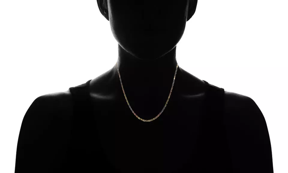 14K Gold 2MM 3-Tone Diamond-Cut Valentino Chain Necklace by Moricci - Second Medium