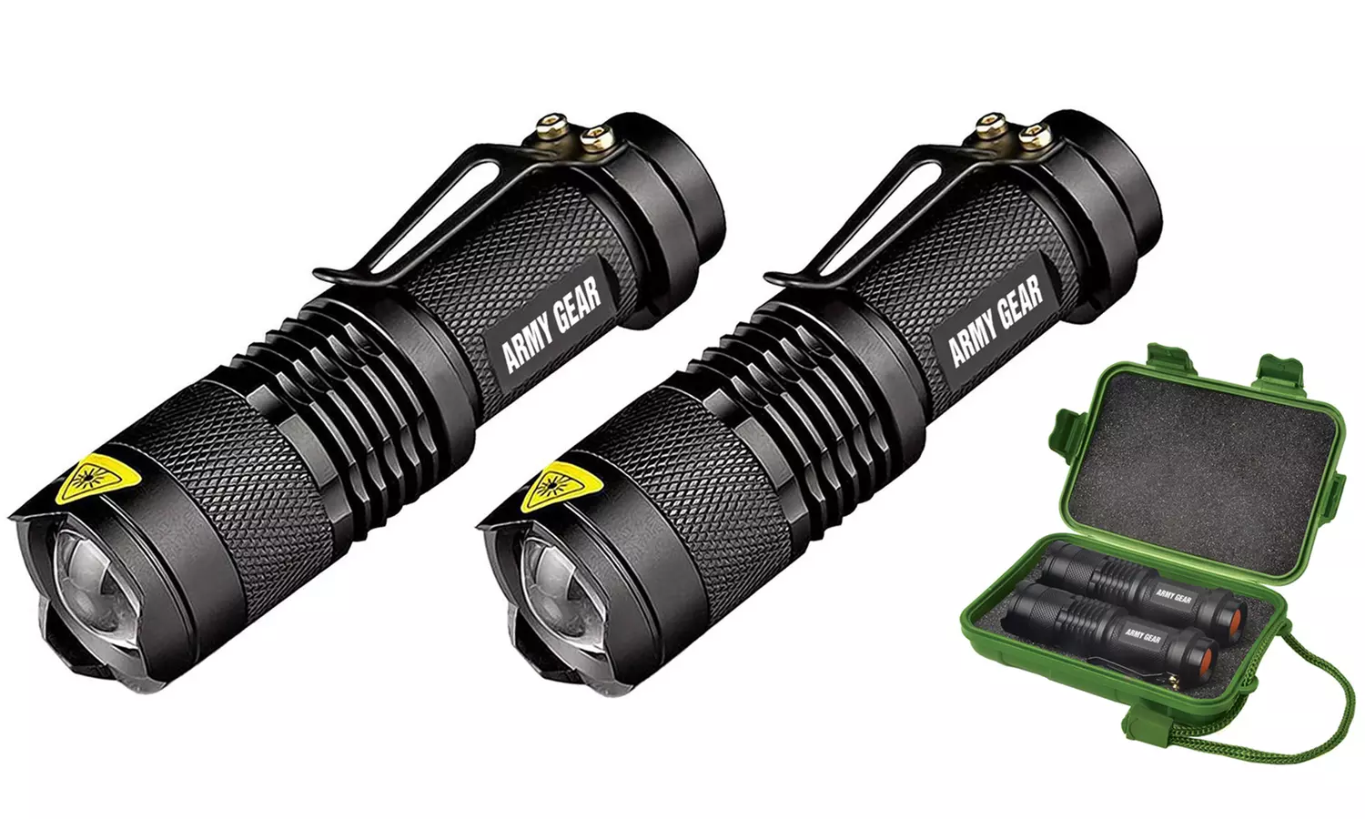Army Gear 500-Lumen Tactical Military Flashlight Set with Carrying Case (3-Piece) - Primary Image