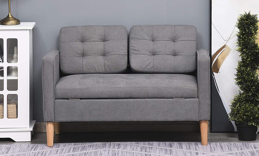 Image 1: Homcom Two-Seater Storage Sofa