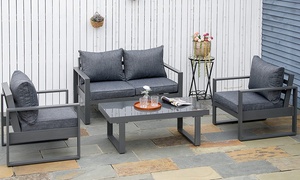 Outsunny Aluminium Garden Sofa Armchair Table Set