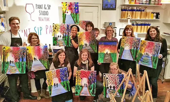 BYOB Painting Class for One or Two at Paint & Sip Studio NY (Up to 50% Off) - Primary Image