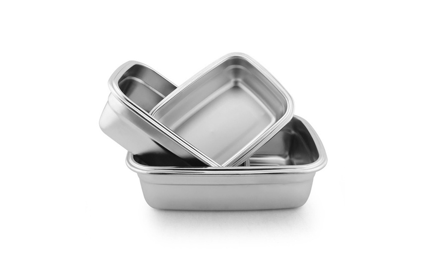 Image 4: 3 Stainless Steel Lunch Boxes
