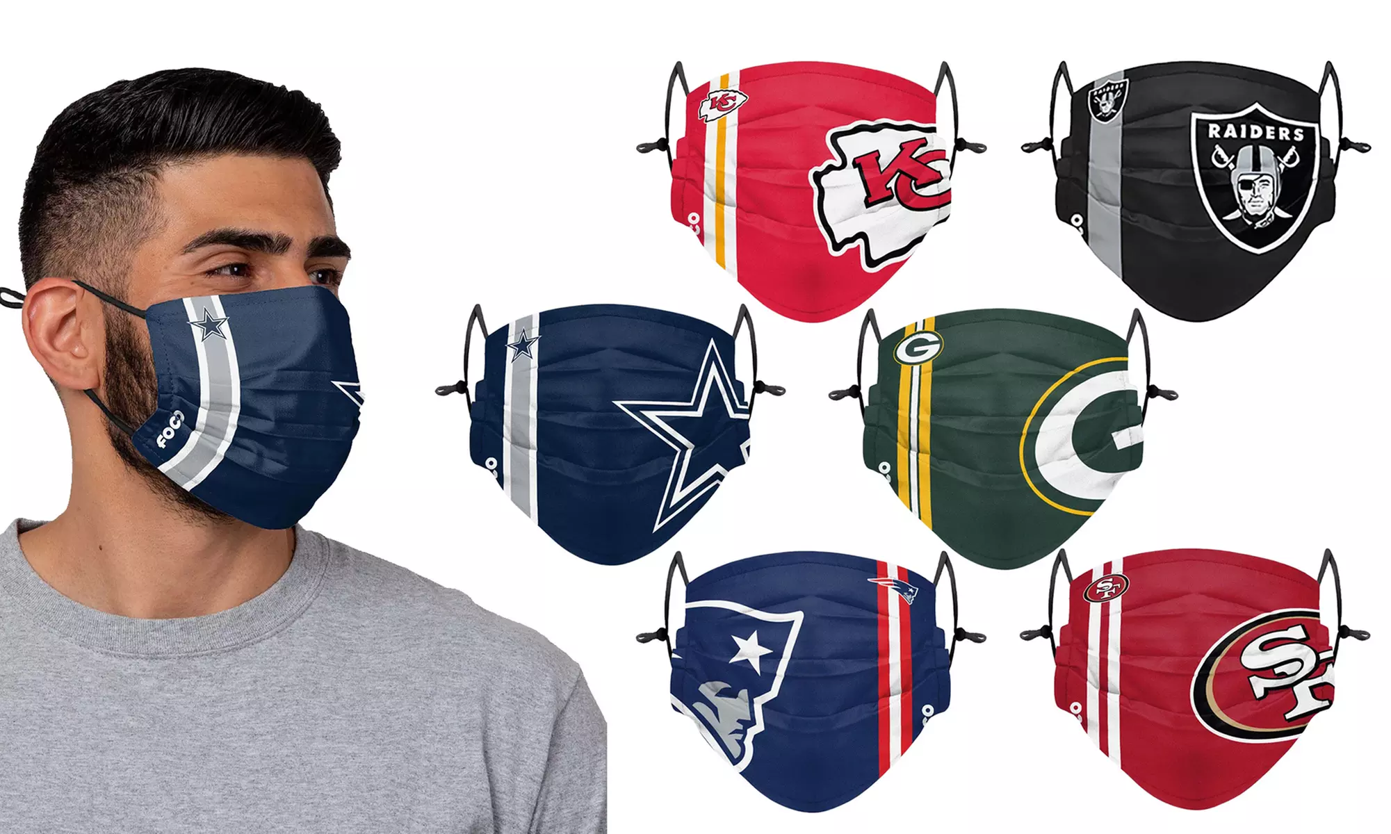 NFL Washable and Reusable Face Mask with On-Field Team Logo - Primary Image