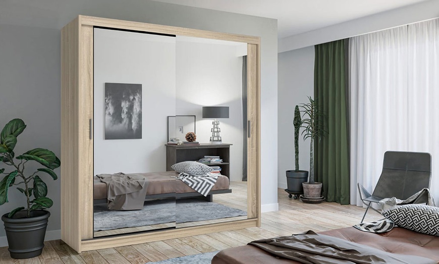 Image 10: Chicago Double-Sliding Full-Mirrored Door Wardrobe