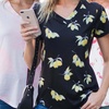 Image 1: Women's Printed Round Hem V-Neck Tee. Plus Sizes Available.