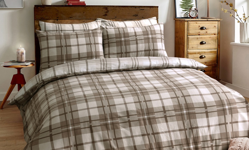 Image 7: Cotton Tartan Check Duvet Set