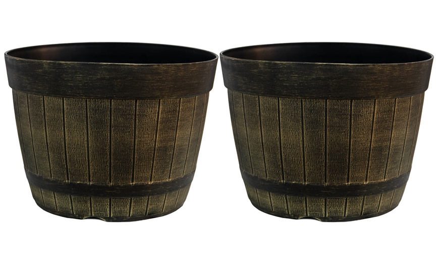 Image 2: Two or Five Whiskey Barrel Planters