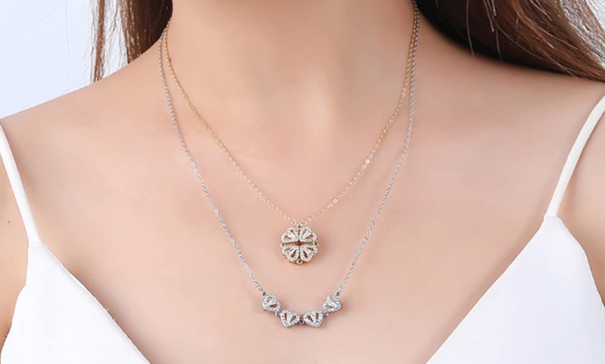 Image 7: Heart Clover Necklace