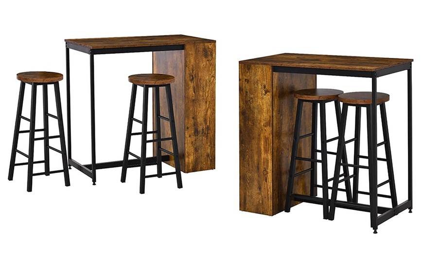 Image 2: HomCom Three-Piece Bar-Stool Table Set