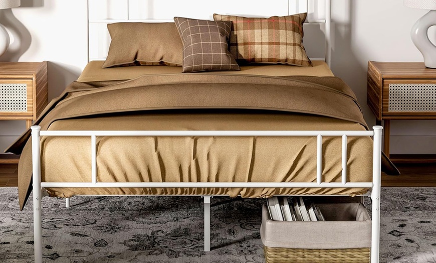 Image 6: HomCom Double Metal Bed Frame