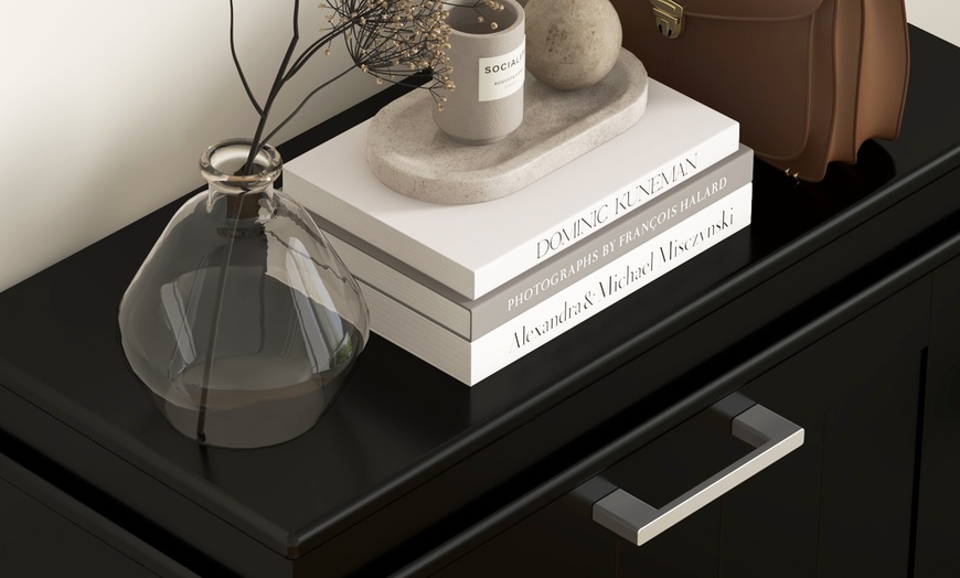 Image 8: HomCom Narrow 3-Tier Grey Shoe Cabinet with Flip Drawers