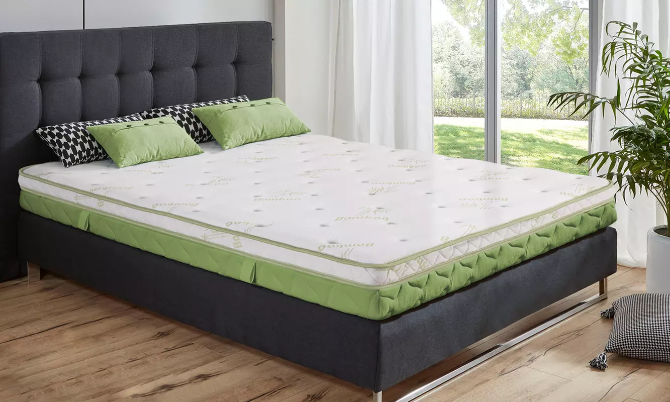Surmatelas bambou de 8 cm, mémoire de forme avec coutil capitonné, de la marque Sampur - Primary Image
