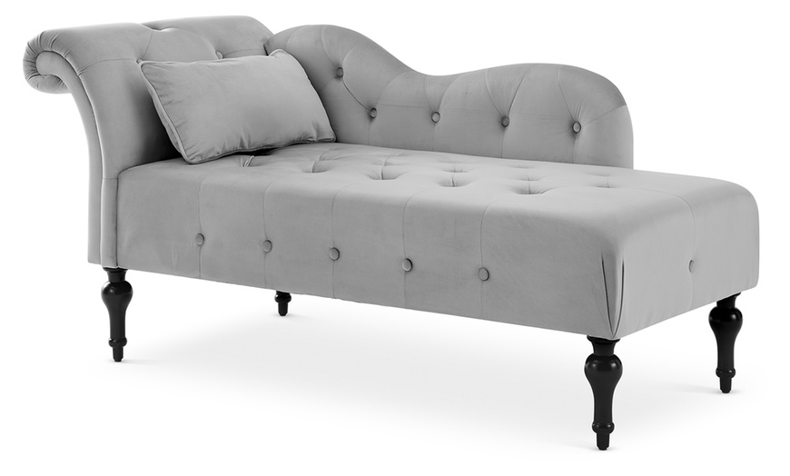 Image 19: Velvet Chaise Lounge Sofa 