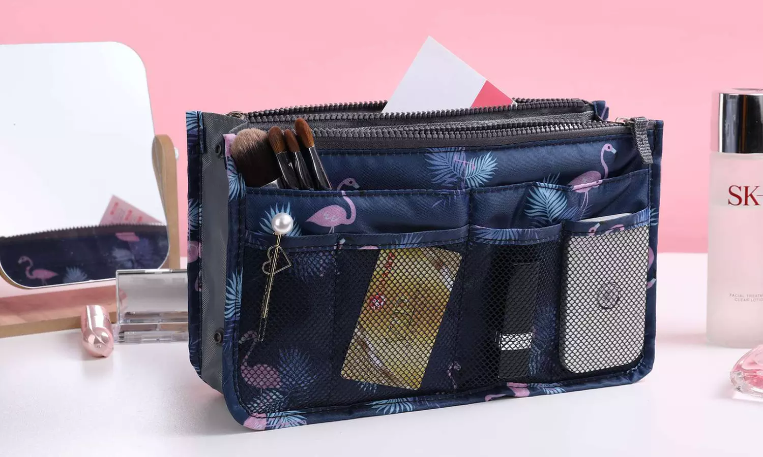 Handtaschen-Organizer mit Flamingo-Aufdruck