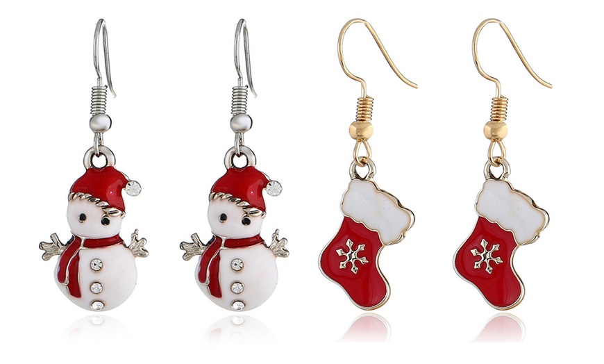 Image 1: Christmas-Themed Earrings