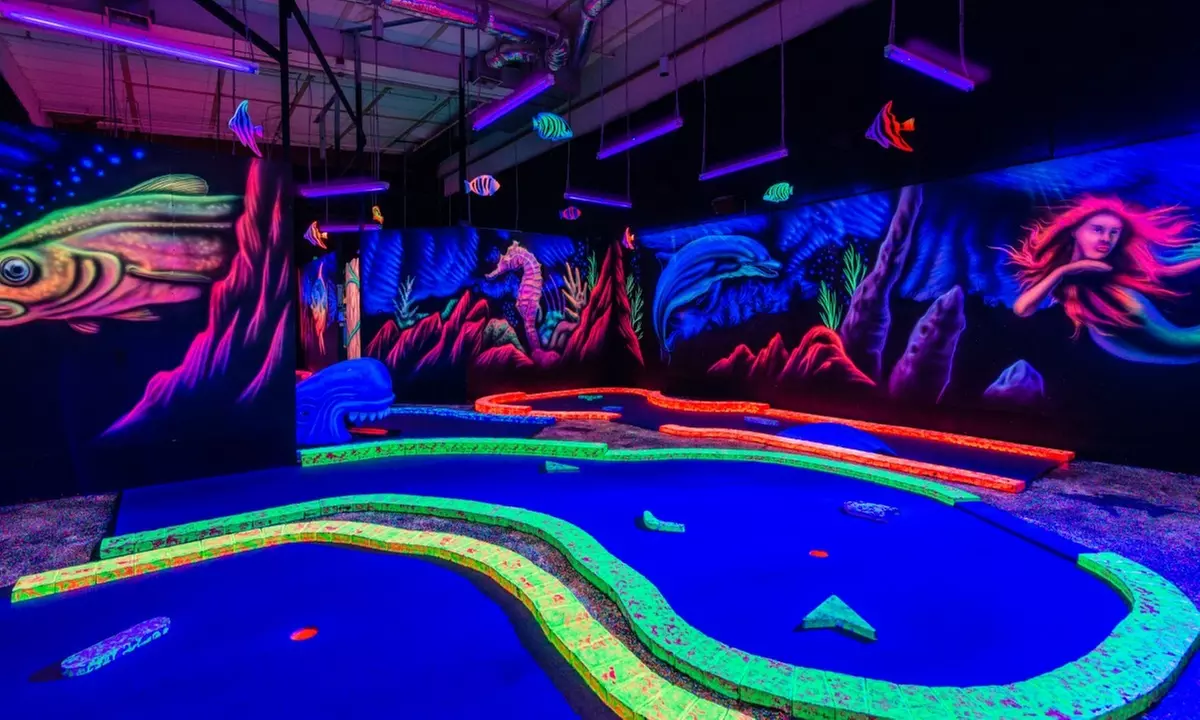 12 Holes of Glow in the Dark Mini Golf with 3D Artwork!