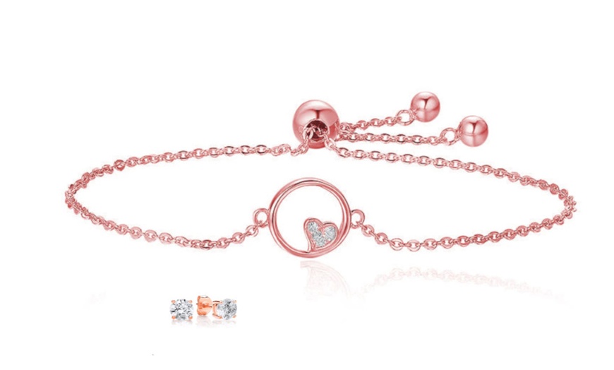 Image 6: Jacey Heart Bracelet and Earrings Made with Crystals from Swarovski® 