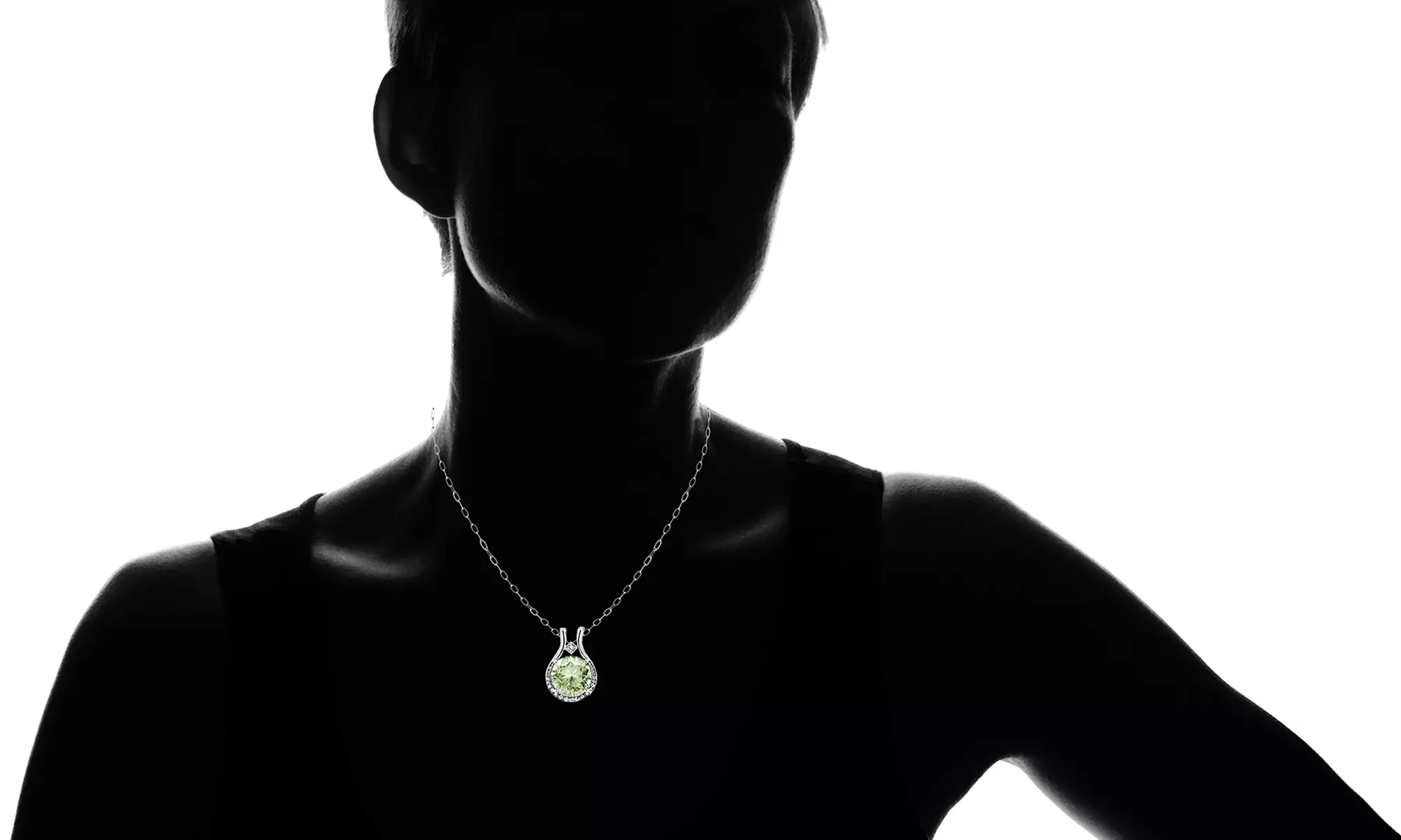 4.00 CTTW Genuine Green Amethyst and Diamond Halo Pendant in Sterling Silver - Second Medium