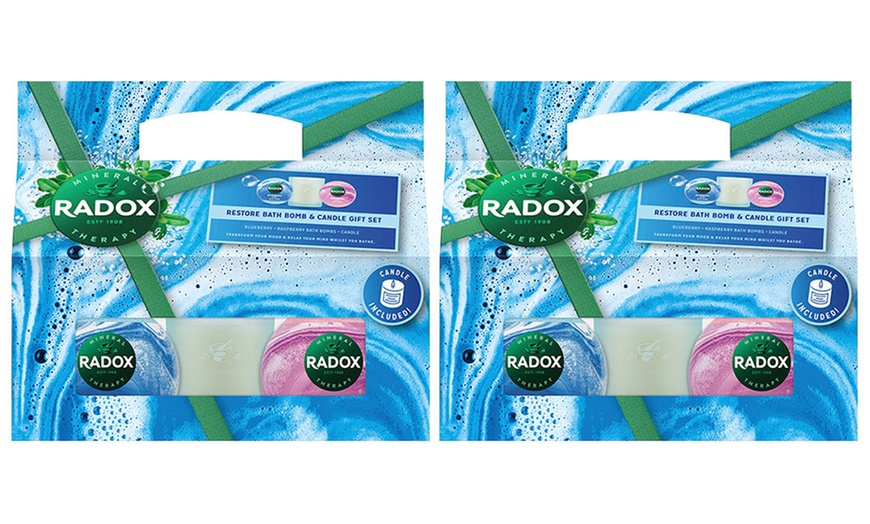 Image 2: Up to Four Radox Restore Blueberry & Raspberry Bath Bomb Gift Sets