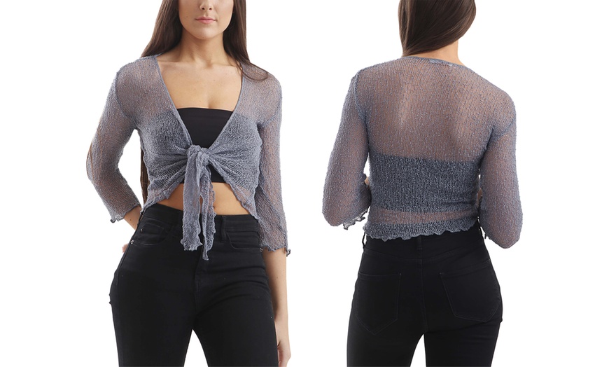 Image 29: Tie Front Lace Shrug