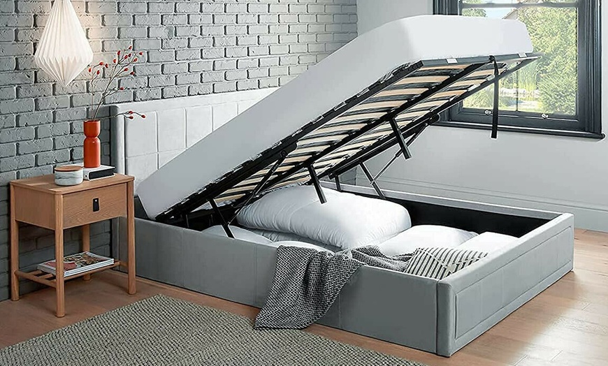 Image 1: Velvet Ottoman Bed with Optional Mattress