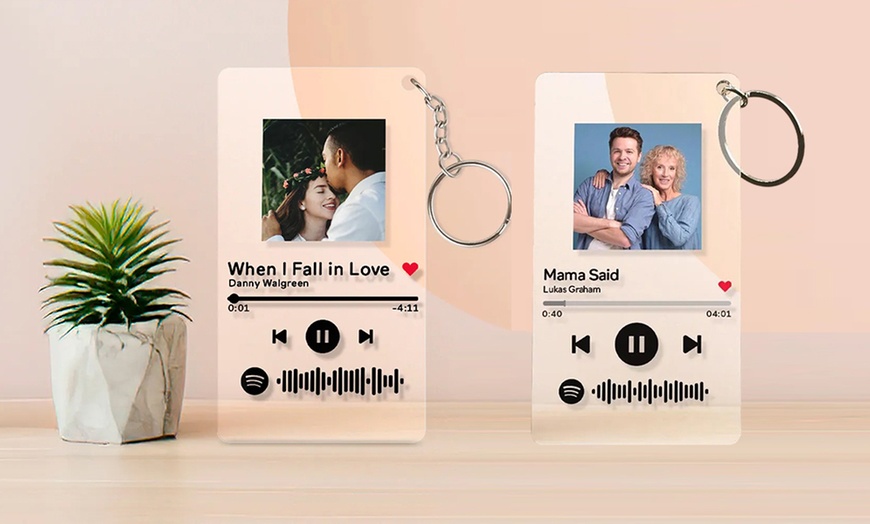 Image 2: Personalize Your One or Two Custom Acrylic Spotify Keychains