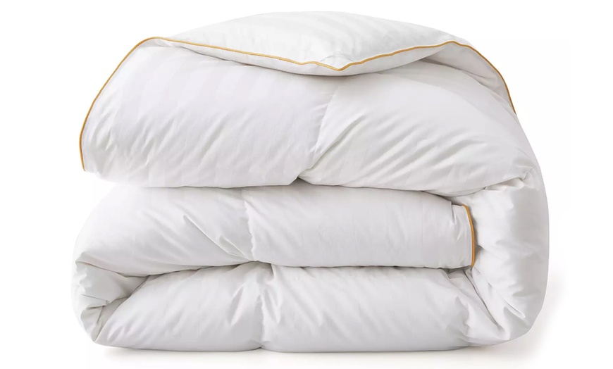 Image 2: Luxury Gold Coloured Piped Edge Winter Goose Feather & Down Duvet