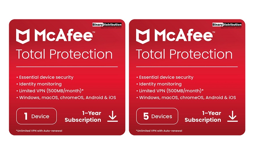 Image 1: McAfee Total Protection 2023 jaarabonnement voor 1 of 5 apparaten