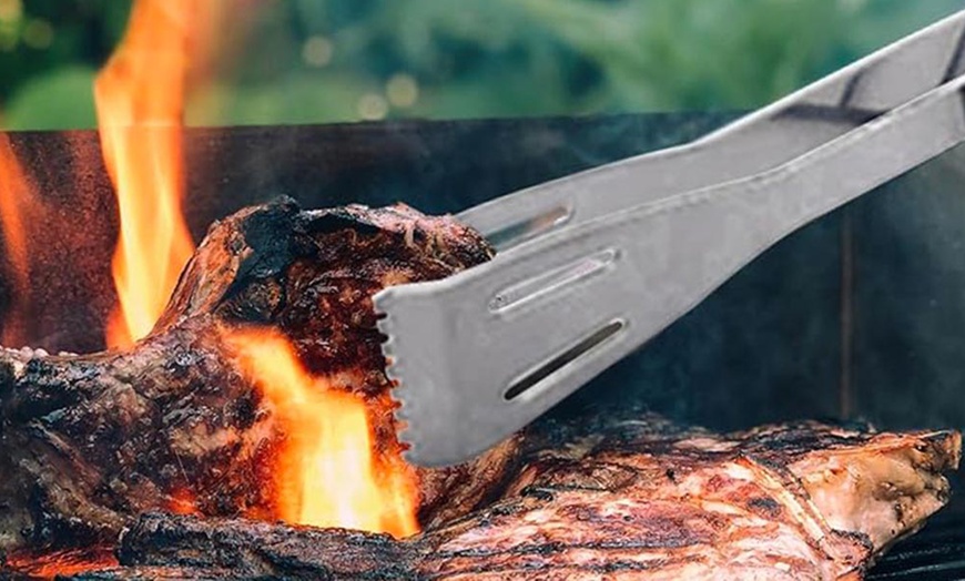 Image 4: Pinza de cocina de acero inoxidable para barbacoa y sartén