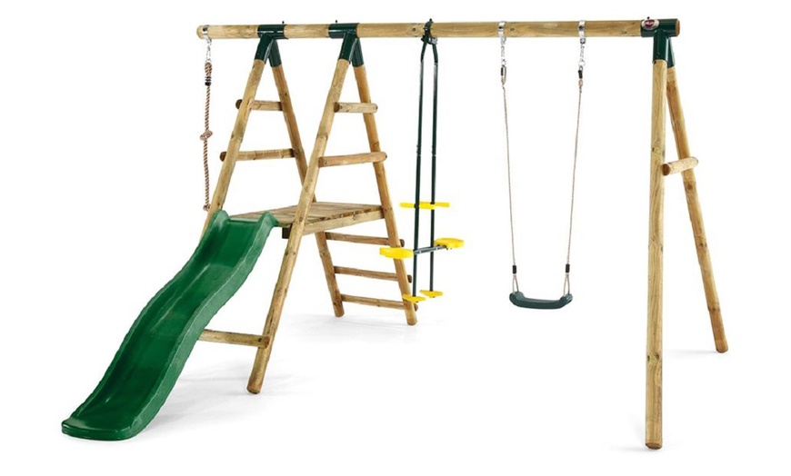 Image 13: Plum Wooden Swing Set