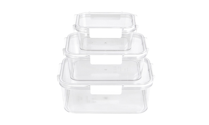 Image 3: Three-Piece Transparent Stackable Bento Lunch Box Set