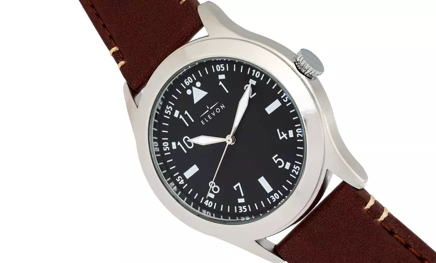 Image 3: Horloge "Hanson" Elevon met leren bandje