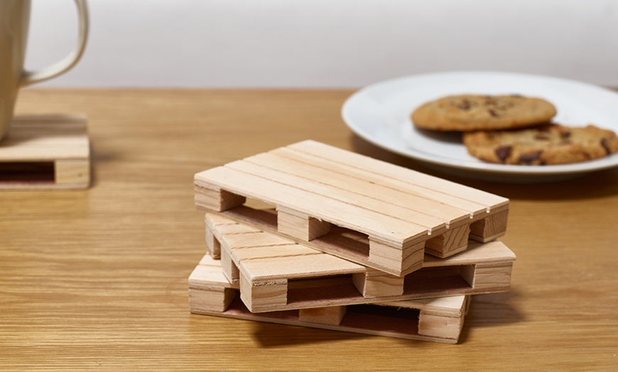 Image 2: Four Wooden Pallet Coasters