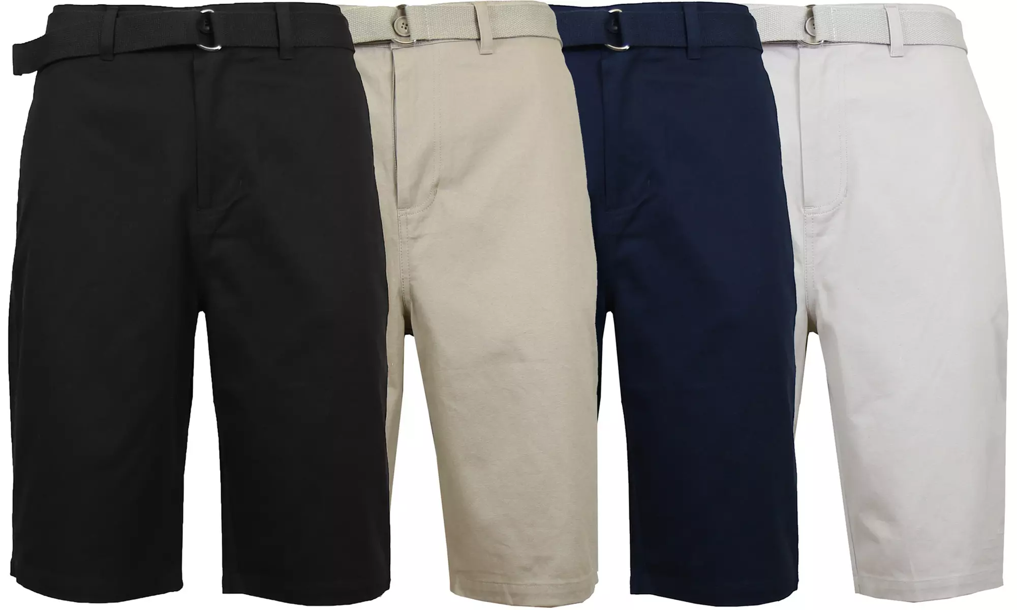 Men's Cotton Chino Shorts with Belt (Sizes 30-42) - Primary Image