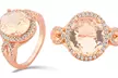 Rose Gold Tone Morganite and White CZ Ring Fashion Jewelry for Women Teen Girls - Second Medium
