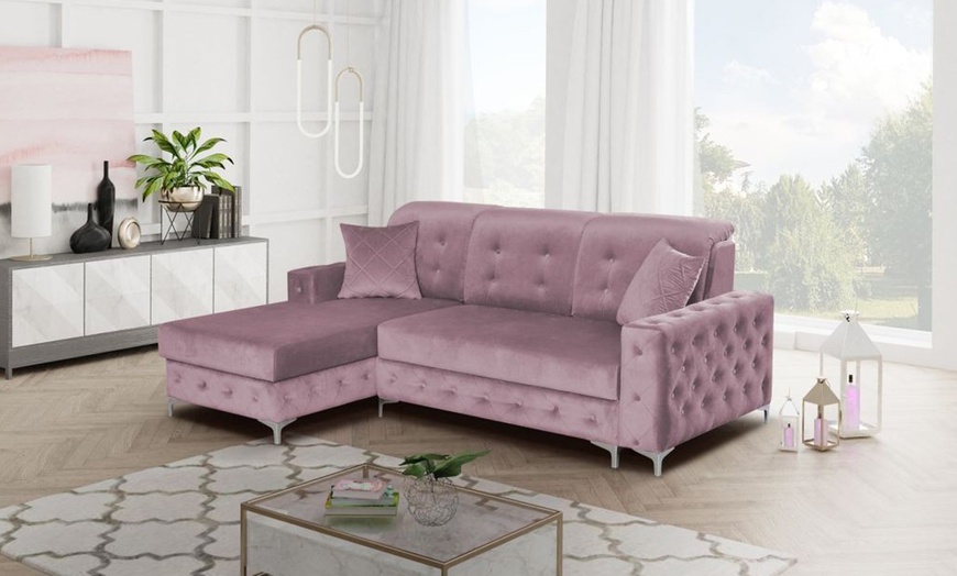 Image 9: Plush Velvet Sofa Bed