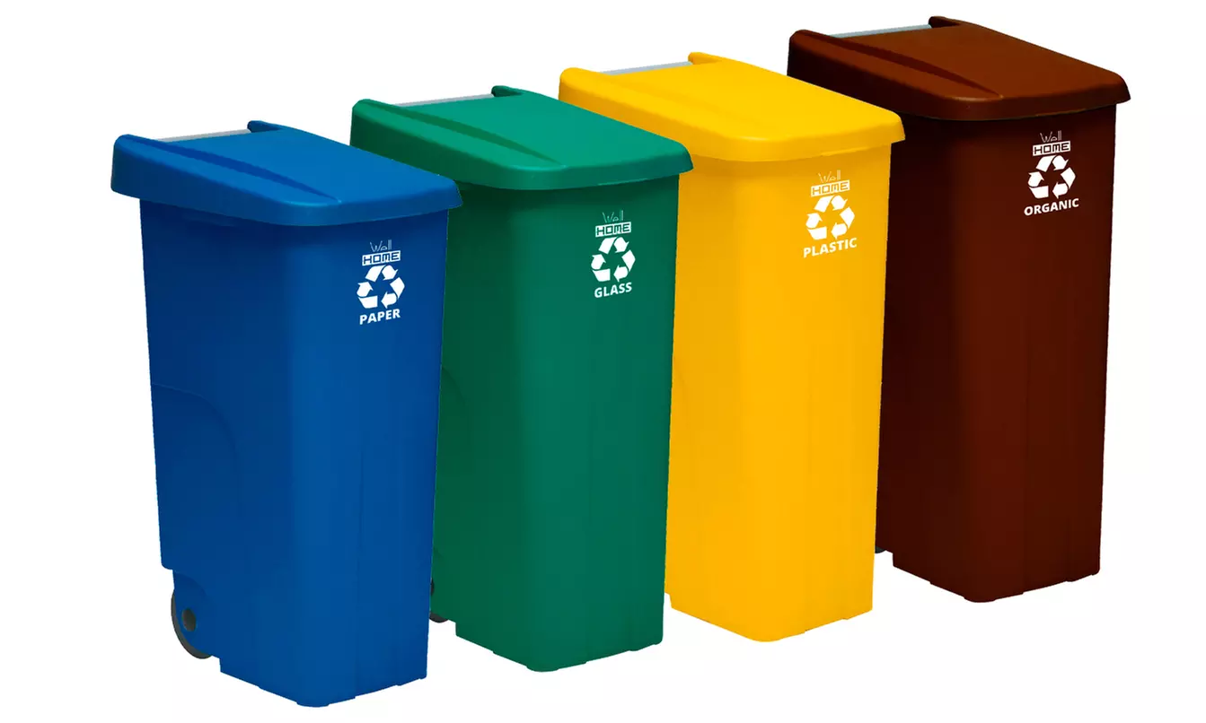 Conteneur de recyclage 110 litres fermé avec couvercle, coloris au choix - Primary Image